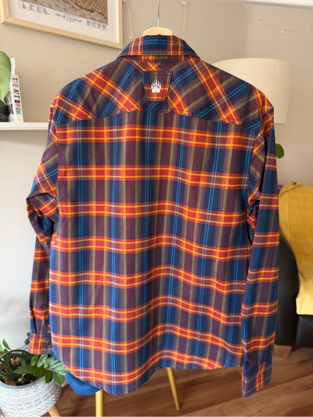 Alaskan Hardgear Plaid Flannel Button-Up Shirt in Navy, Red & Orange - Picture 6 of 7